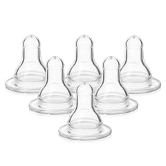 Evenflo Feeding Classic nipple closeup shows safe, 100% silicone material for gentle latch