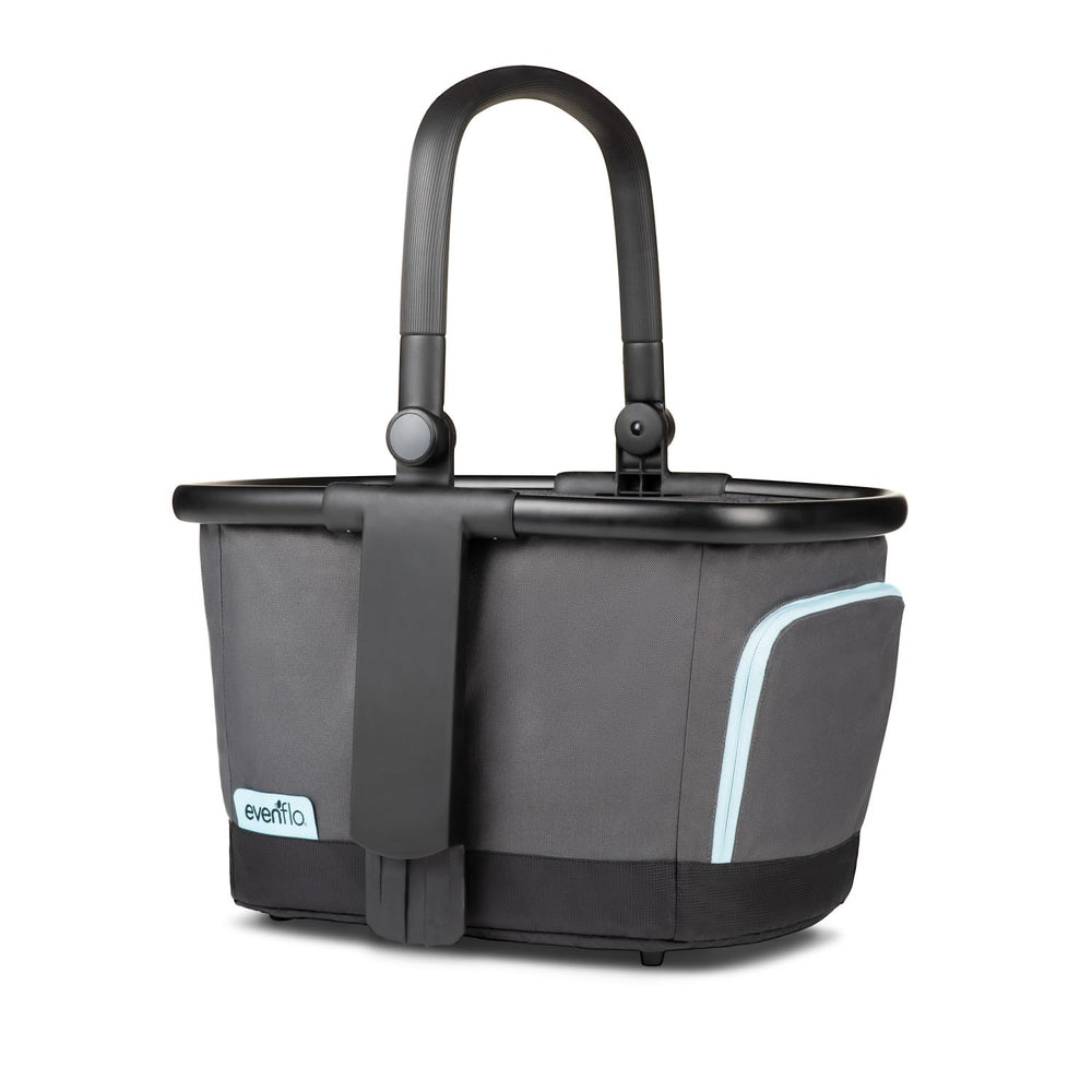 Evenflo Stroller Market Basket Gray Sky attached upper tower for hands-free shopping