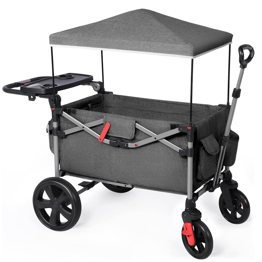 EVER ADVANCED Foldable Wagon side view shows easy-push handling for outings with two kids