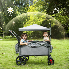 EVER ADVANCED foldable wagon with two kids inside for safe rides