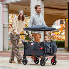 Ever Advanced Ultra-Compact Wagon adjustable push handle for caregiver height comfort.