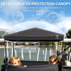 Ever Advanced wagon-stroller compact-fold ready for travel in grey