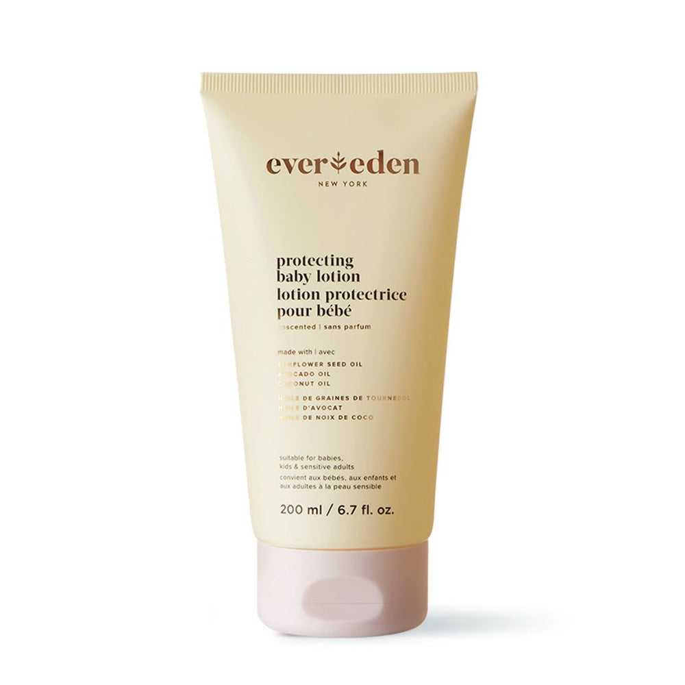 Evereden Protecting Baby Lotion newborn bottle shown, delivering lightweight hydration for delicate skin.