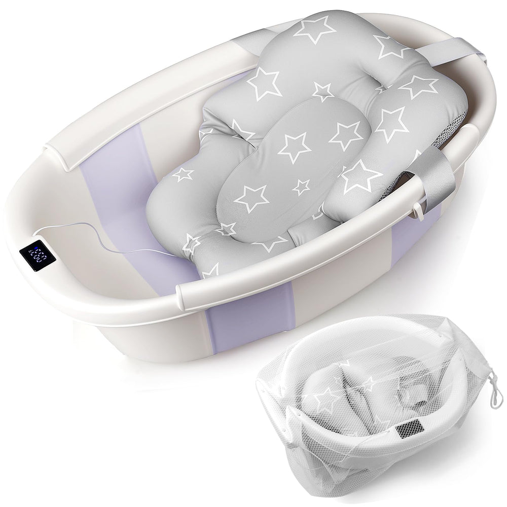 EverKiddo baby bathtub folded compactly for storage and travel convenience.