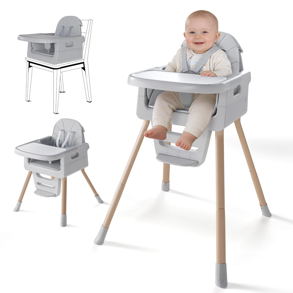 EverKiddo baby high chair folded-flat for easy storage between meals.