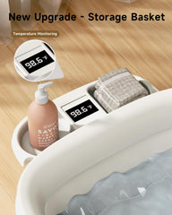 EverKiddo Collapsible Baby Bathtub cushion detail highlights detachable animal-pattern head support