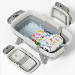 EverKiddo collapsible baby bathtub in grey with roomy space for comfy newborn baths