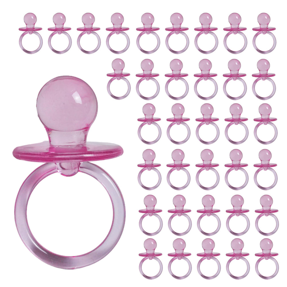 Evershine pink 2.5-inch baby pacifier decor front view for baby shower favors
