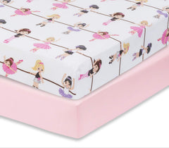 Everyday Kids Ballerina Pink crib sheet pack front view for cozy nursery color