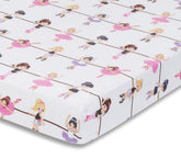 Everyday Kids Born to Dance crib sheet fabric close-up highlights soft microfiber for cozy sleep.