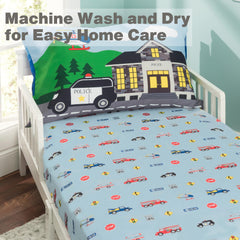 Everyday Kids Fire Police Rescue pillowcase close-up showing soft microfiber comfort
