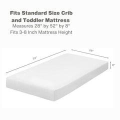 Everyday Kids fitted crib sheet with elastic edges demonstrates secure fit for standard crib mattress