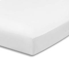 Everyday Kids fitted crib sheet in white closeup shows soft, breathable microfiber for comfy naps