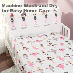 Everyday Kids toddler bed transition scene emphasizes easy fit and snug 8-inch pocket.
