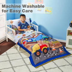 Everyday Kids toddler bedding flat sheet displays bright color for easy, cheerful bedtime prep.