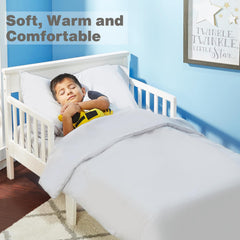 Everyday Kids solid grey pillowcase offers breathable microfiber for kid comfort.