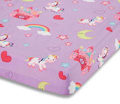 Everyday Kids Unicorn Dreams fabric close-up highlighting soft microfiber comfort.