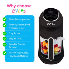 EVLA'S Baby Food Maker blending action creates smooth purees with versatile textures