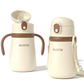Evorie leak-proof vacuum insulated bottle 11oz white with handle for travel.
