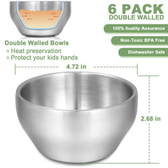 EWFEN SUS304 double-walled-kids-bowls demonstrate heat-safe, hands-friendly serving.