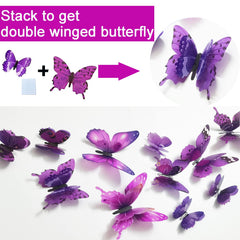 Ewong butterfly wall decals purple, 4-3 inch size, creates dimensional art