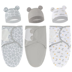 Exemaba baby swaddle sleep sack grey rabbit set offers cozy newborn comfort in a 3-pack