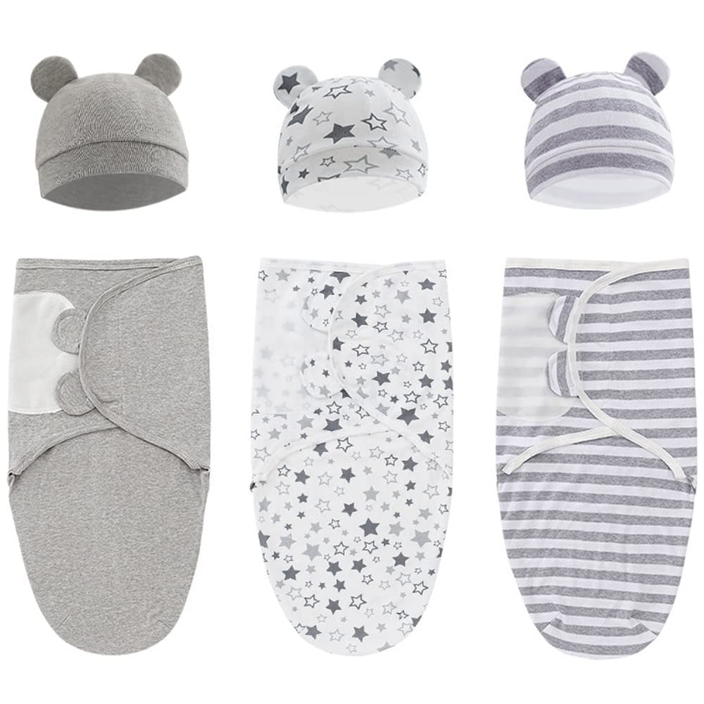 Exemaba baby swaddle wrap in grey offers soft, breathable comfort for newborns.