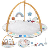 EXIN DECHEN baby play gym with bamboo frame provides sturdy, natural play space
