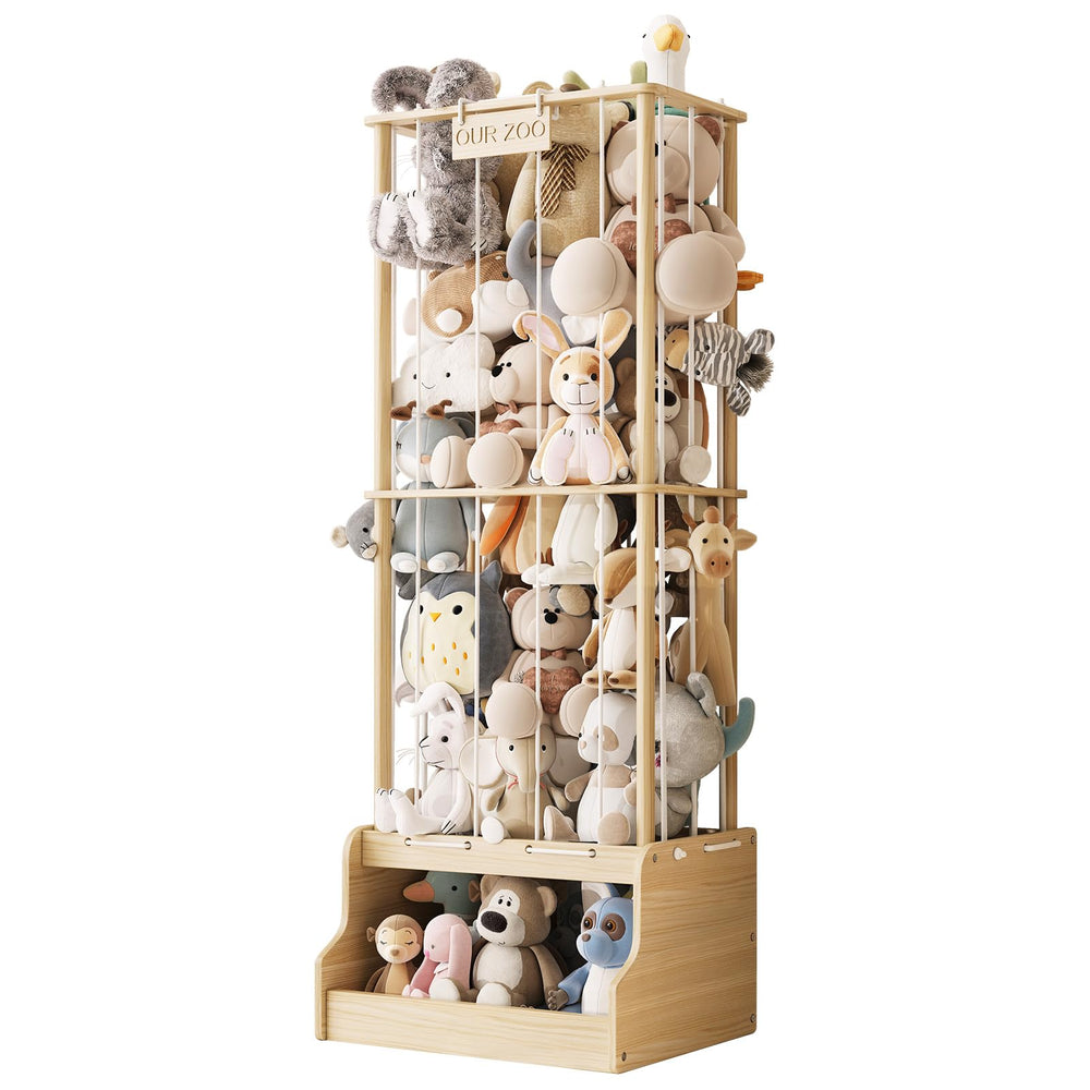 EXPERLAM stuffed animal zoo upper storage displaying plush toys for easy access