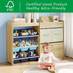 EXPERLAM movable toy chest with wheels for easy clean-up and transport