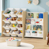 EXPERLAM toy storage organizer with 12 bins and 4 shelves keeps play area organized
