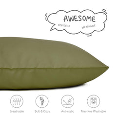 EXQ Home two-pack pillowcases olive green neatly stacked for compact travel and storage.