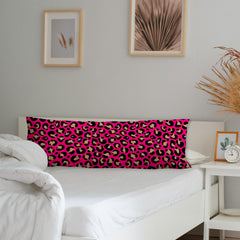 Exqcom hot pink cheetah print pillow cover on a dorm bed decor idea