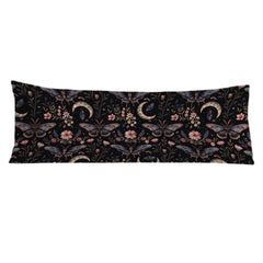 Exqcom Mystical Gothic Moth Butterfly pillow cover close-up for cozy bedroom decor.