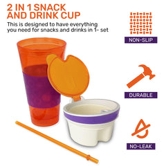 EXULTIMATE snack cup lid with straw channel for easy, spill-resistant sipping.