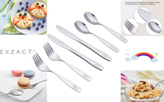 Exzact children's flatware cat design encourages independent eating with playful visuals