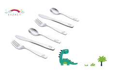 Exzact Kids Flatware dinosaur-engraved knives for safe toddler meals.