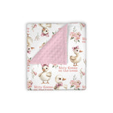 EyMzcod Mink Baby Blanket with silly goose on the loose pink floral pattern for cozy naps.