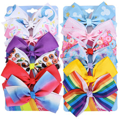 Eyegla 12Pcs 5 Inch Hair Bows in rainbow donuts for girls, secure all-day wear