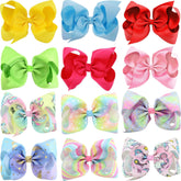 Eyegla hair bows 12-pack solid colors for easy outfit matching