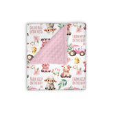 EyMzcod mink baby blanket featuring farm animals for cozy playtime warmth.
