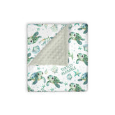 EyMzcod sea turtle mink blanket closeup showing ultra-soft warmth for newborns.