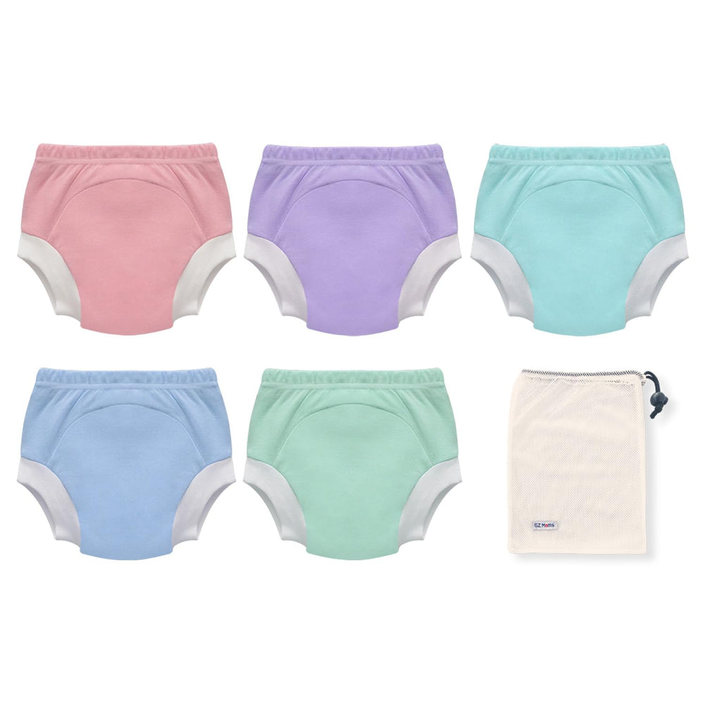 EZ Moms 5-pack potty training underwear closeup for sizes 1T-3T with comfortable fit