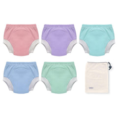 EZ Moms 5-pack potty training underwear closeup for sizes 1T-3T with comfortable fit