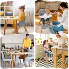 Ezebaby 6 in 1 high chair doubles as counter-height stool for versatile seating.
