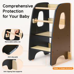 Ezebaby rounded-edge toddler stool keeps little ones safe during practice at the sink.