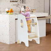 Ezebaby toddler standing tower anti-tip base provides stable support for safe kitchen help