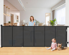 EZIGO 120inch retractable gate wide-opening for large doorways, convenient child and pet containment.