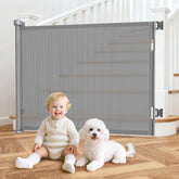 EZIGO retractable baby gate full-view in gray for wide doorways
