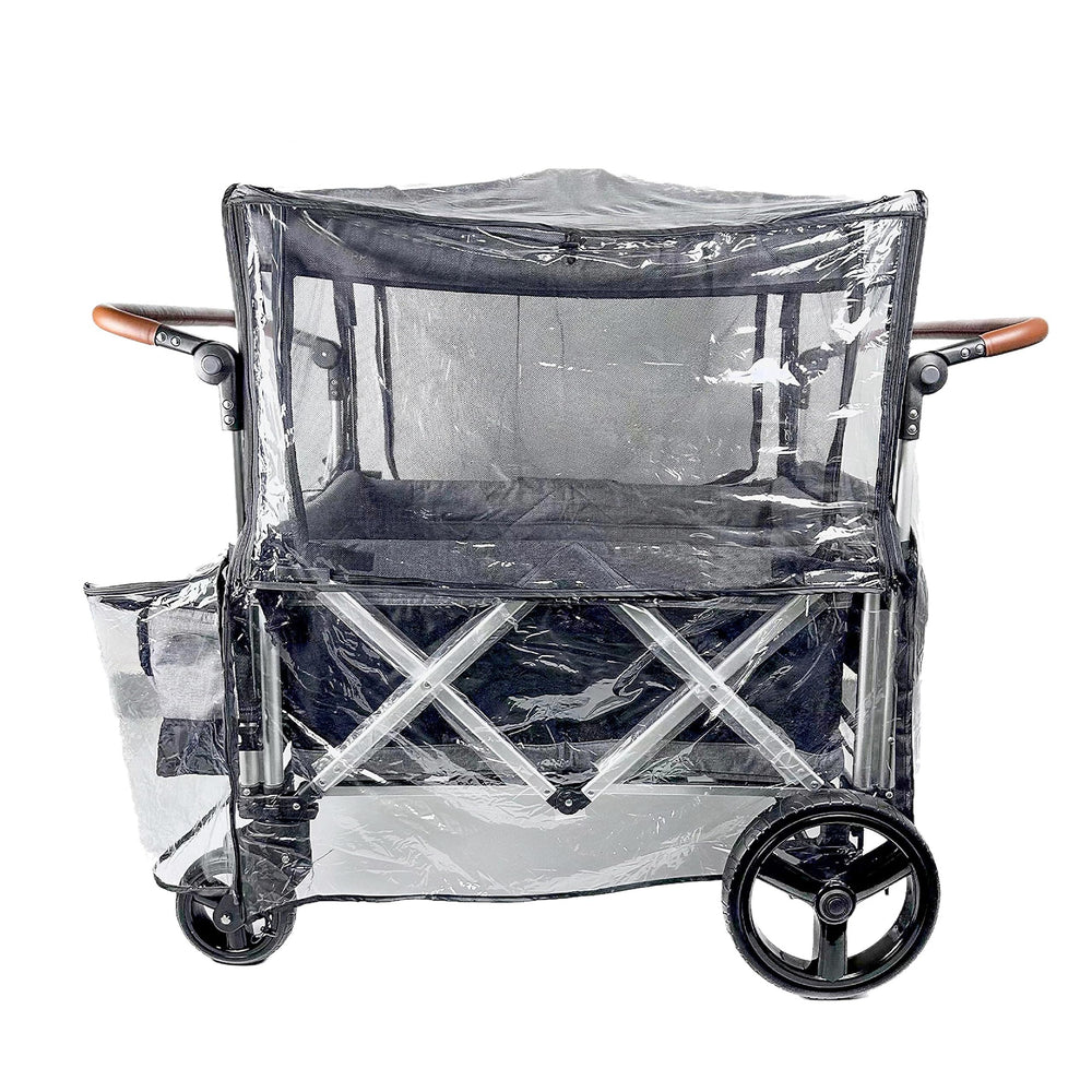 Ezkindheit big stroller rain cover closed shields kids from rain and wind during outings.